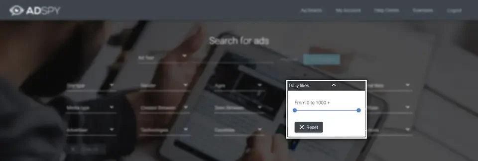 AdSpy daily likes filter